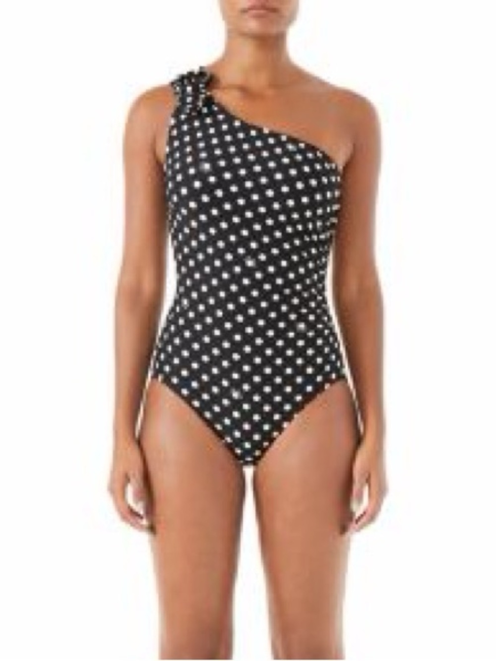 kate spade Black and White One-Shoulder Polka Dot Swimsuit XL